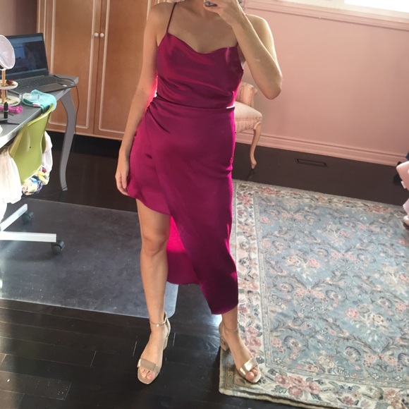Spaghetti Strap Cowl Neck Asymmetric Midi Dress - Picture 2 of 2